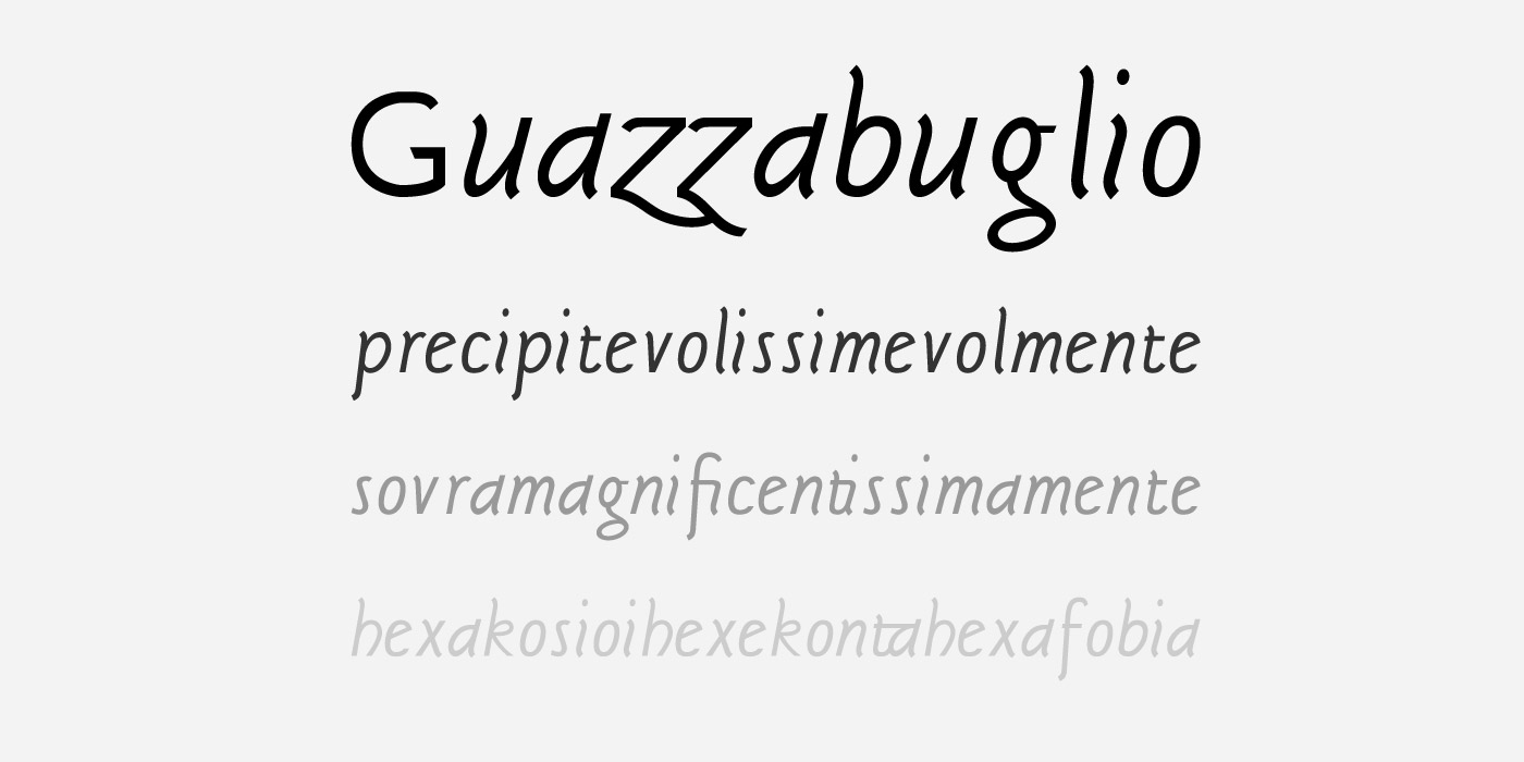Sgriffo light italic type font